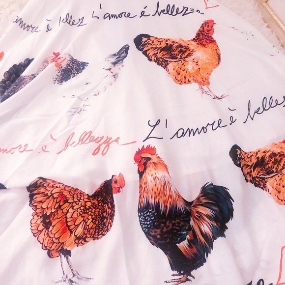 Novelty rooster chicken print silk dress - Picture 12 of 15